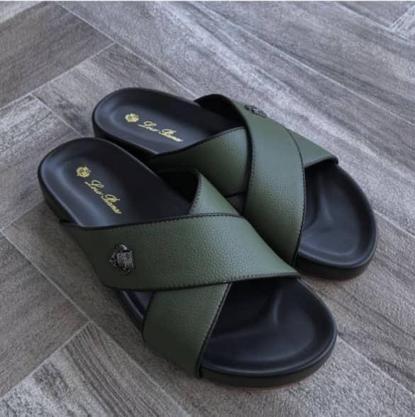 Loro Piana Cross-Strap Slide Sandals