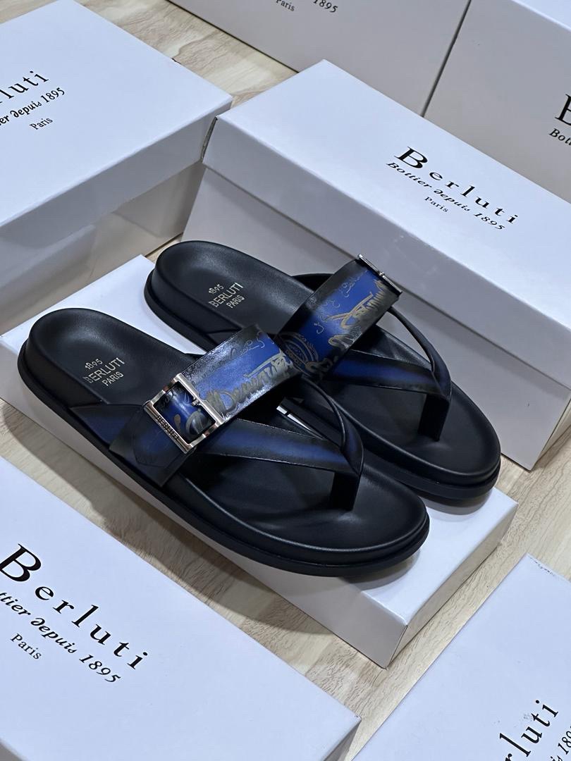 Berluti Crossover Buckle Slide Sandals
