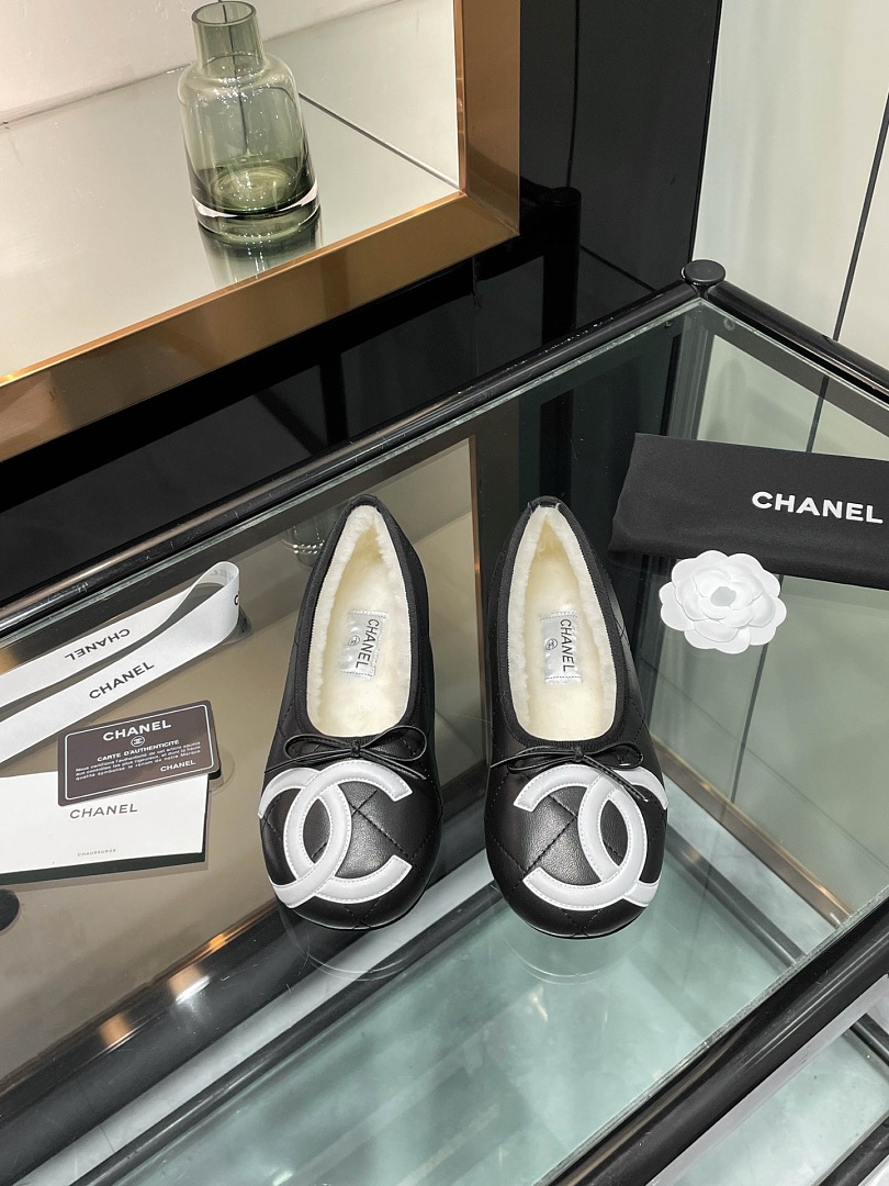Chanel Shearling Lined Ballet Flats