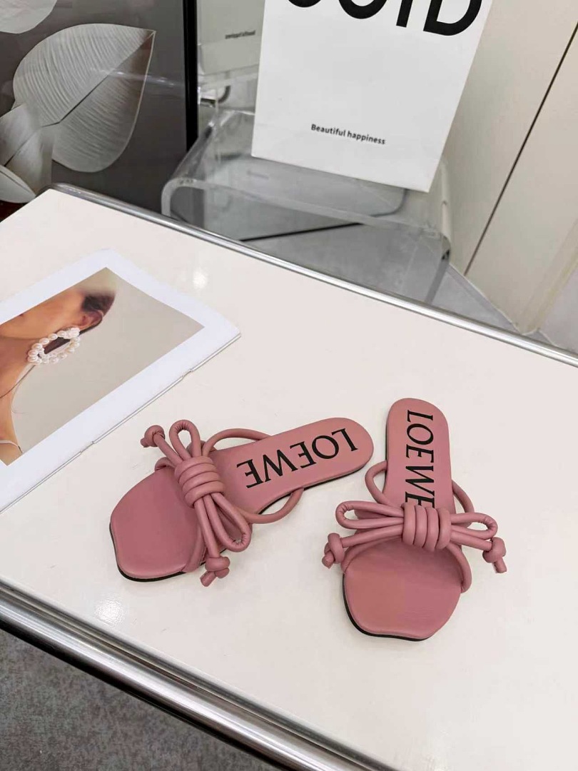 Pink Knotted Strap Slide Sandals