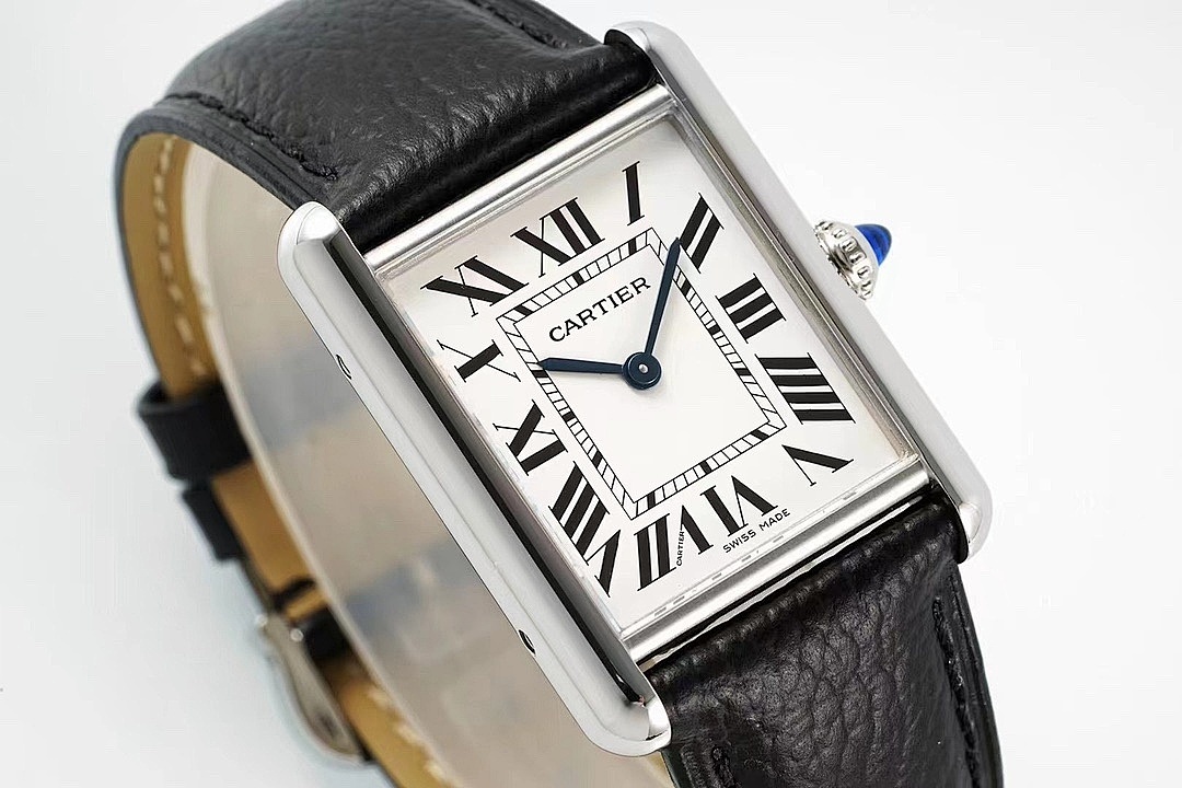 Cartier Rectangular Leather Strap Watch