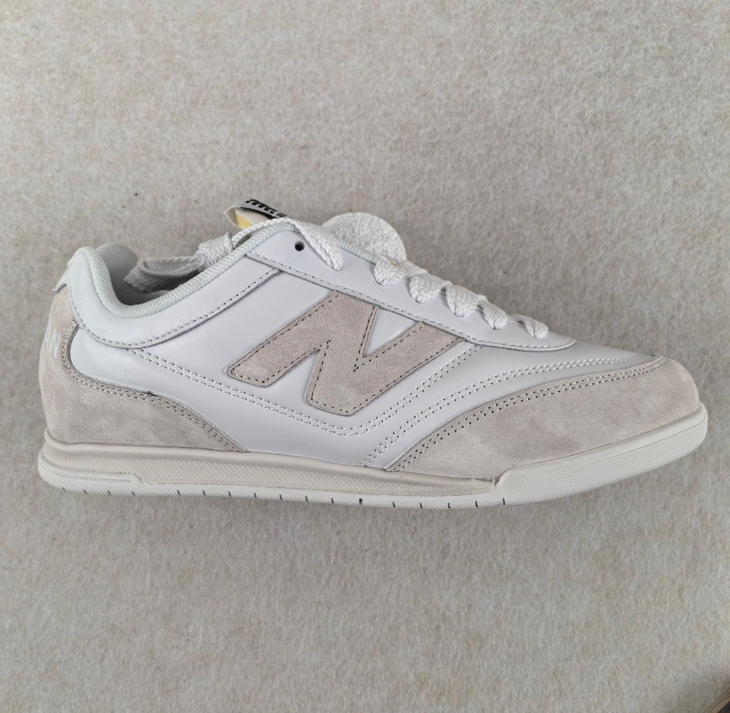 New Balance White and Beige Low-Top Sneakers