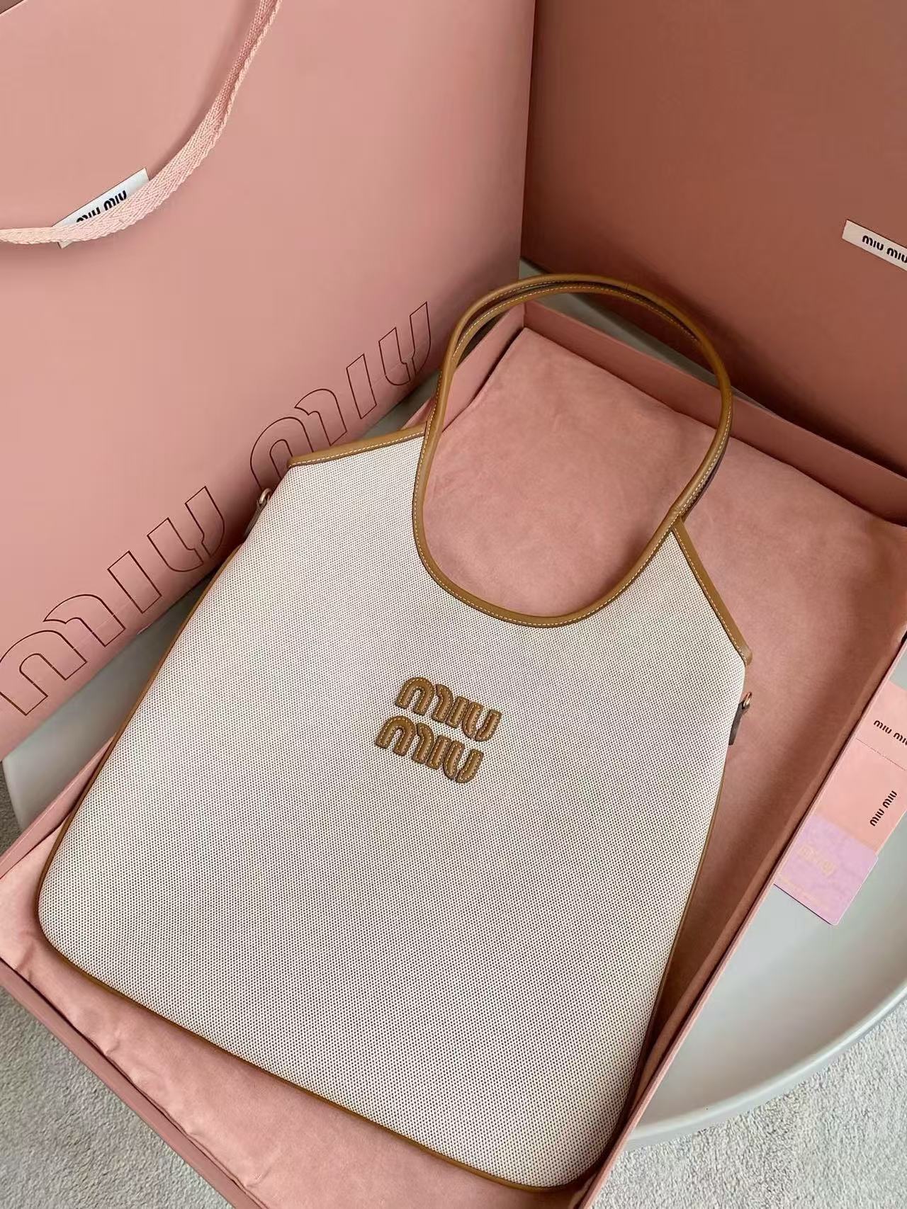 Miu Miu Canvas Tote Bag