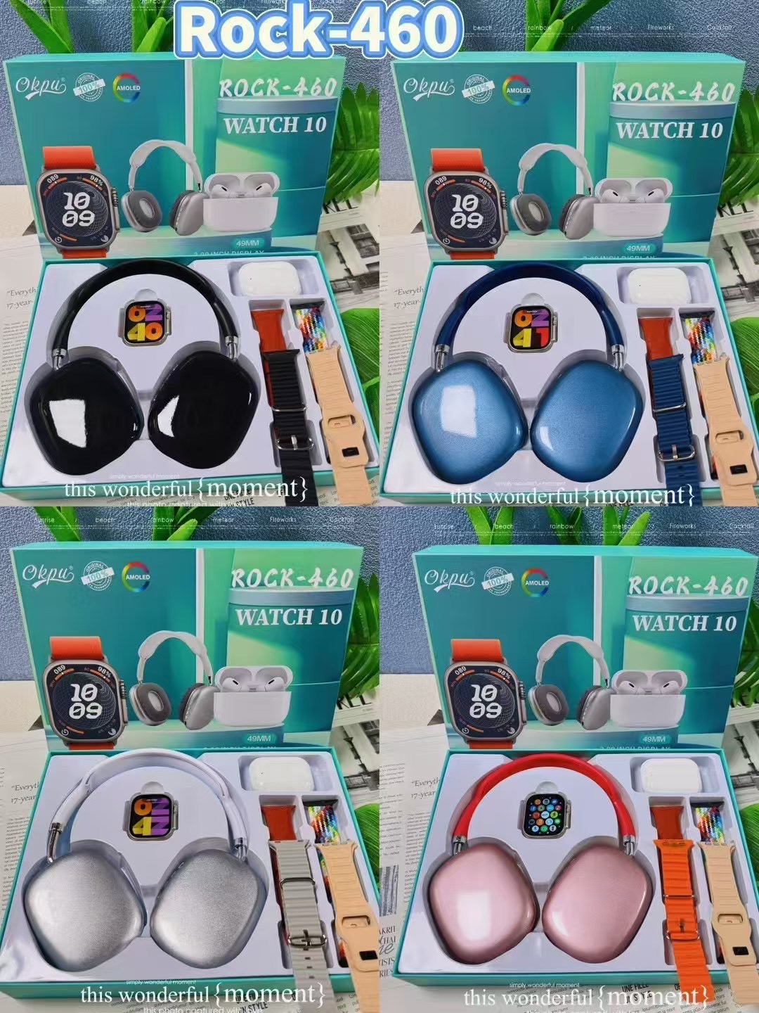 ROCK-460 Smartwatch, Headphones and Multi-Strap Set