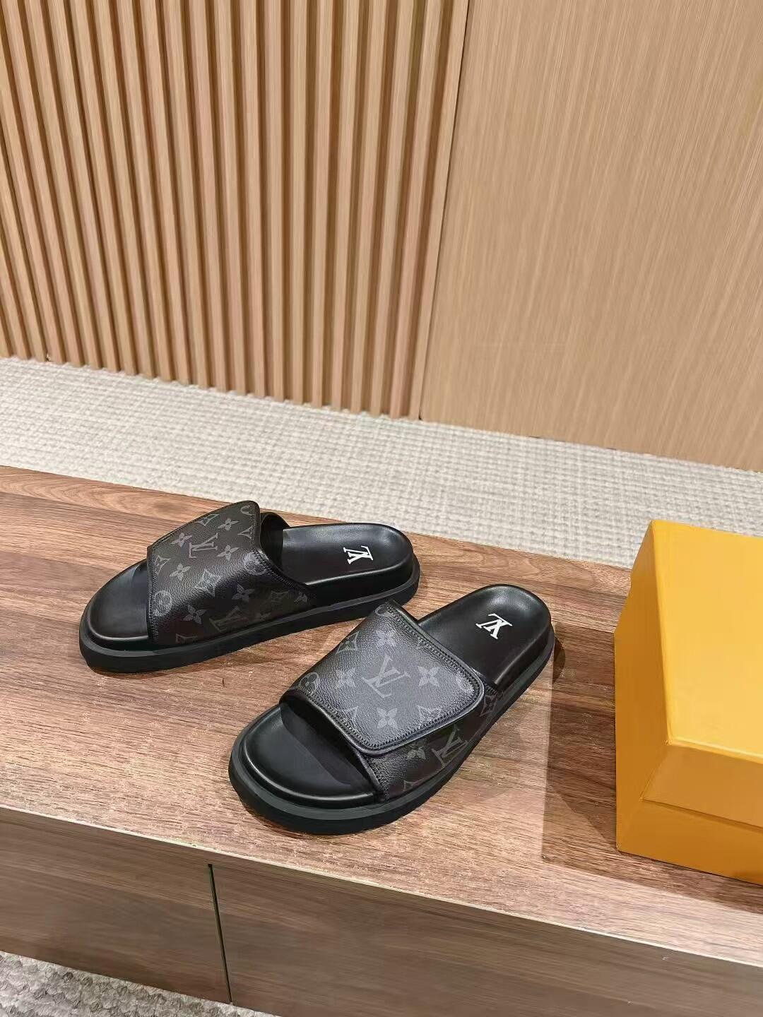 LV Monogram Wide-Strap Slide Sandals