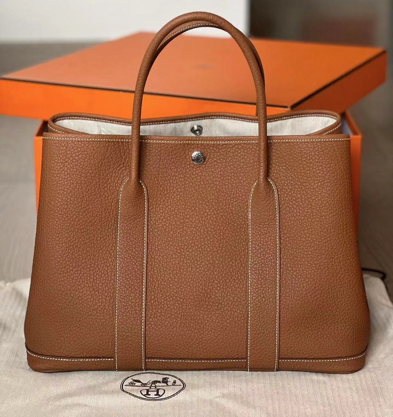 Brown Pebbled Top-Handle Tote Bag