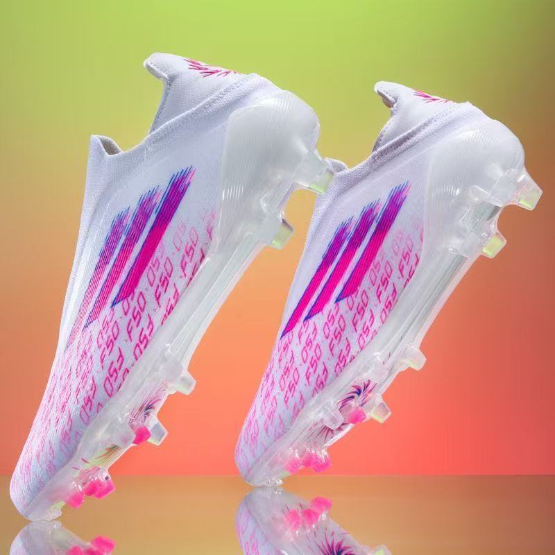 White Graphic Soccer Cleats