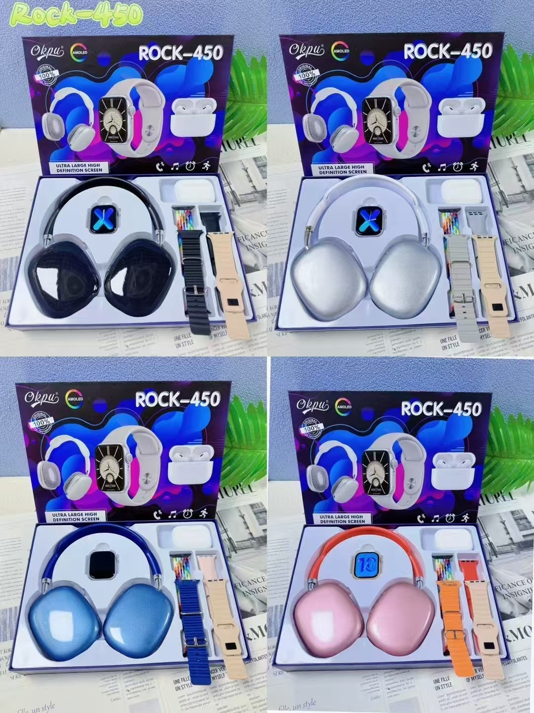 ROCK-450 Smartwatch, Earbuds and Multi-Strap Set