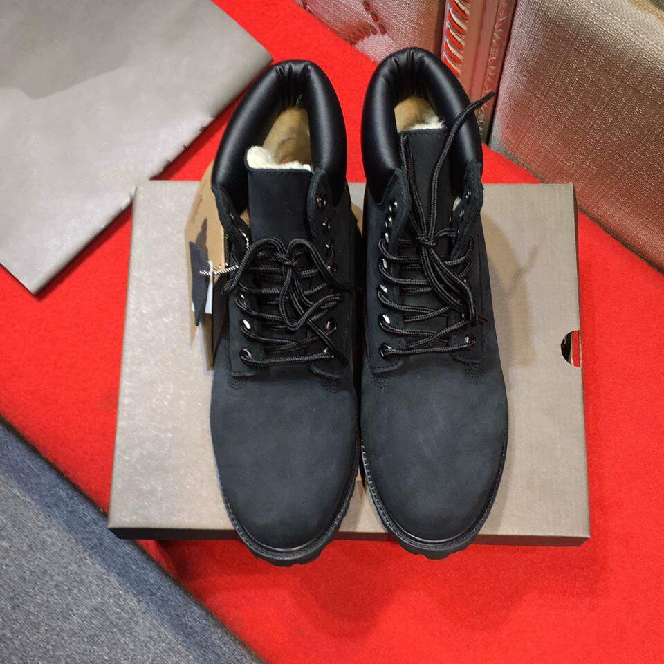 Black Fleece-Lined Lace-Up Boots