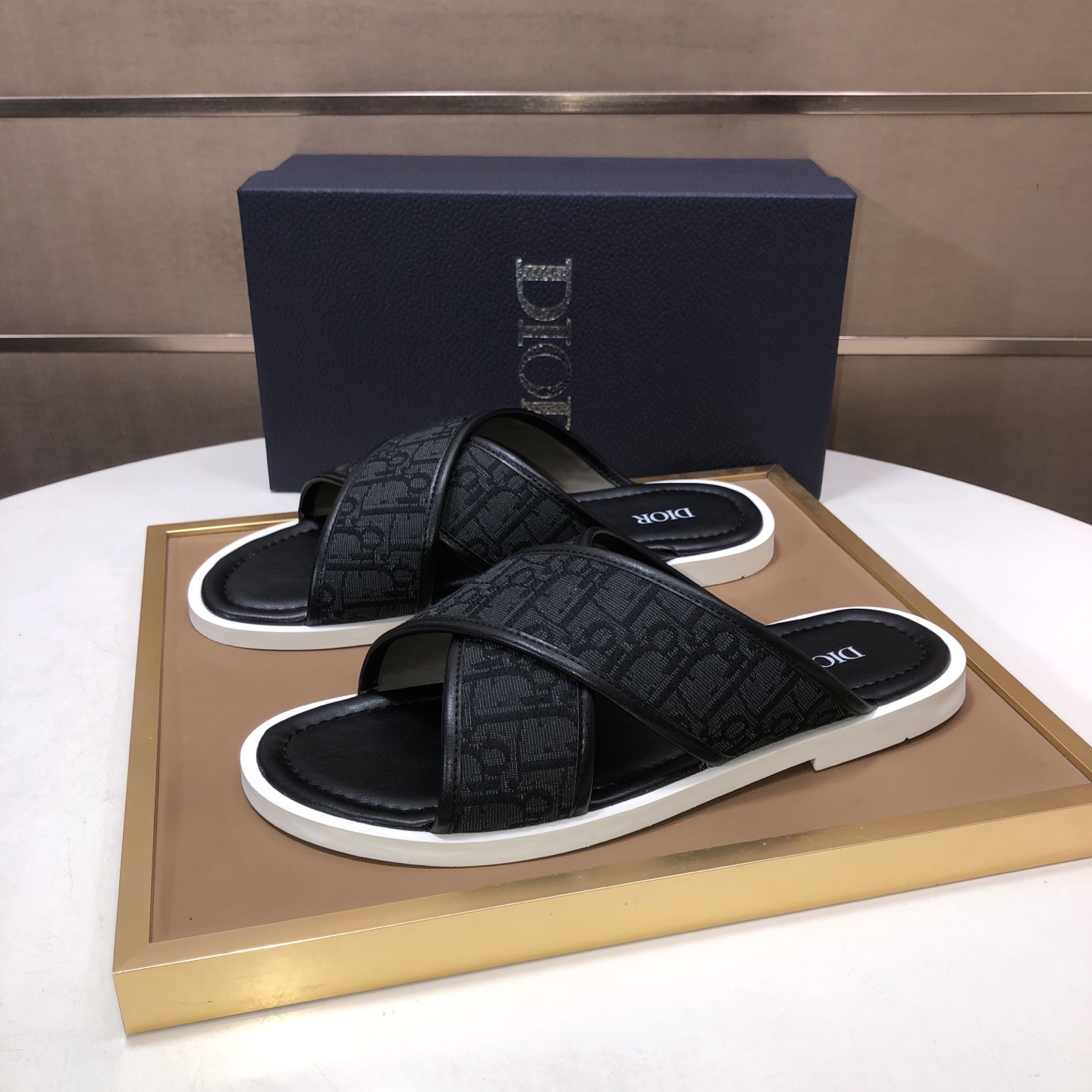 DIOR Oblique Cross-Strap Slide Sandals