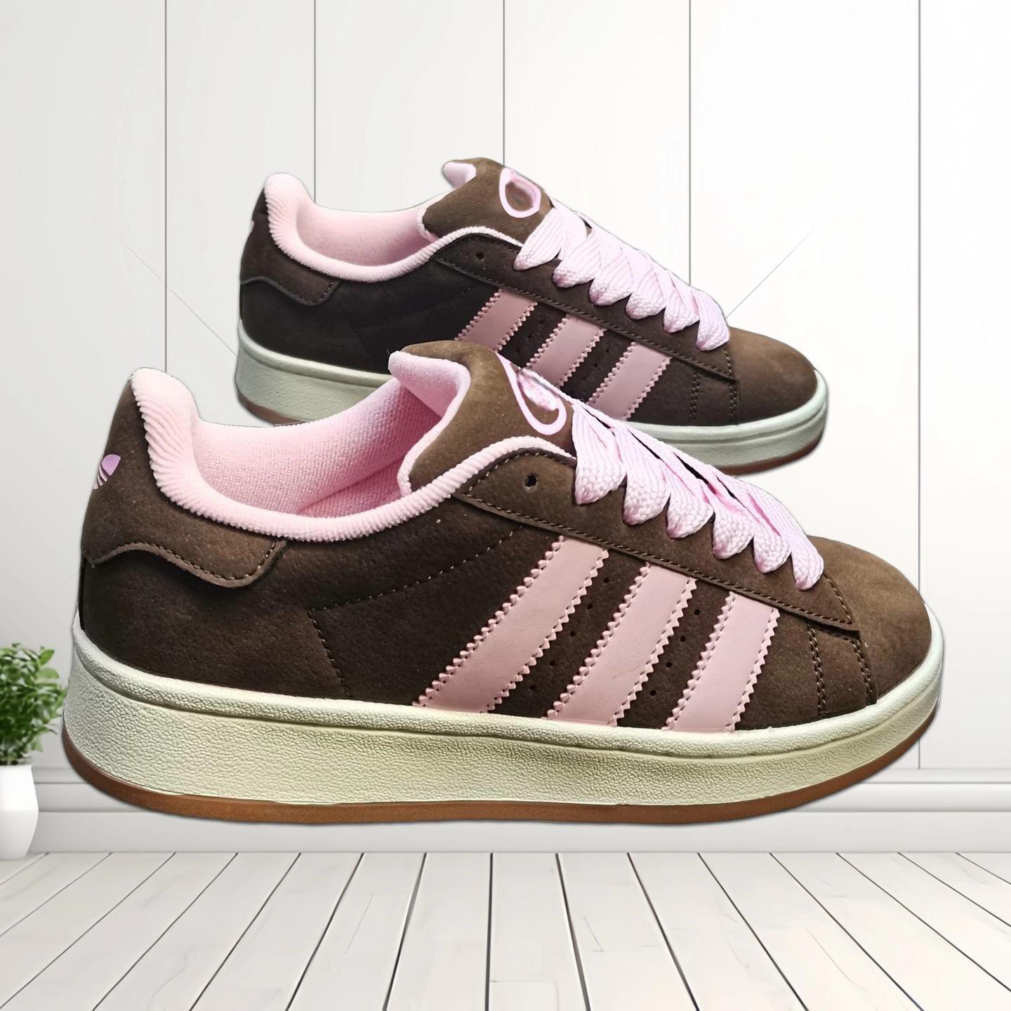Brown and Pink Platform Sneakers