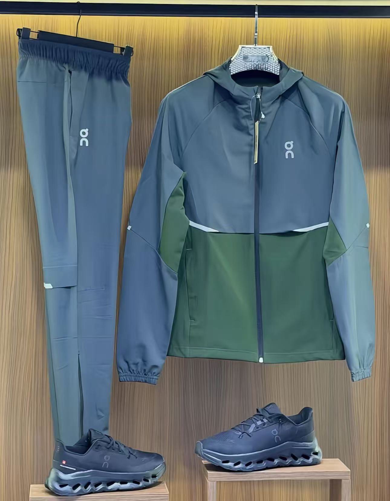 On Green Color-Block Hooded Tracksuit