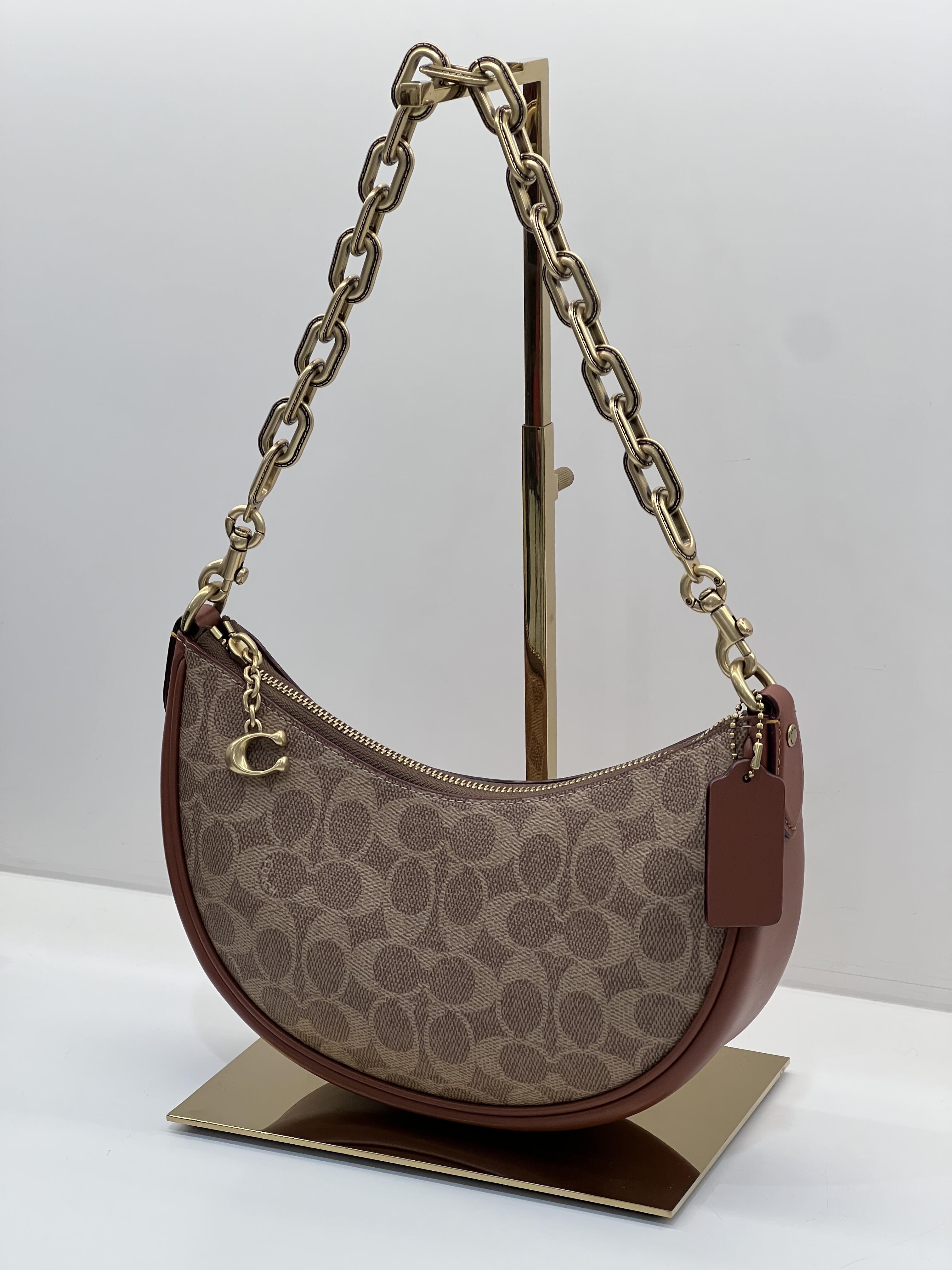 Crescent Signature Monogram Chain Shoulder Bag