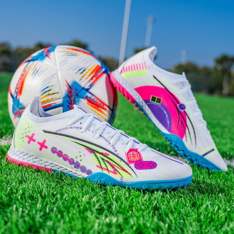 White Multicolor Turf Soccer Shoes