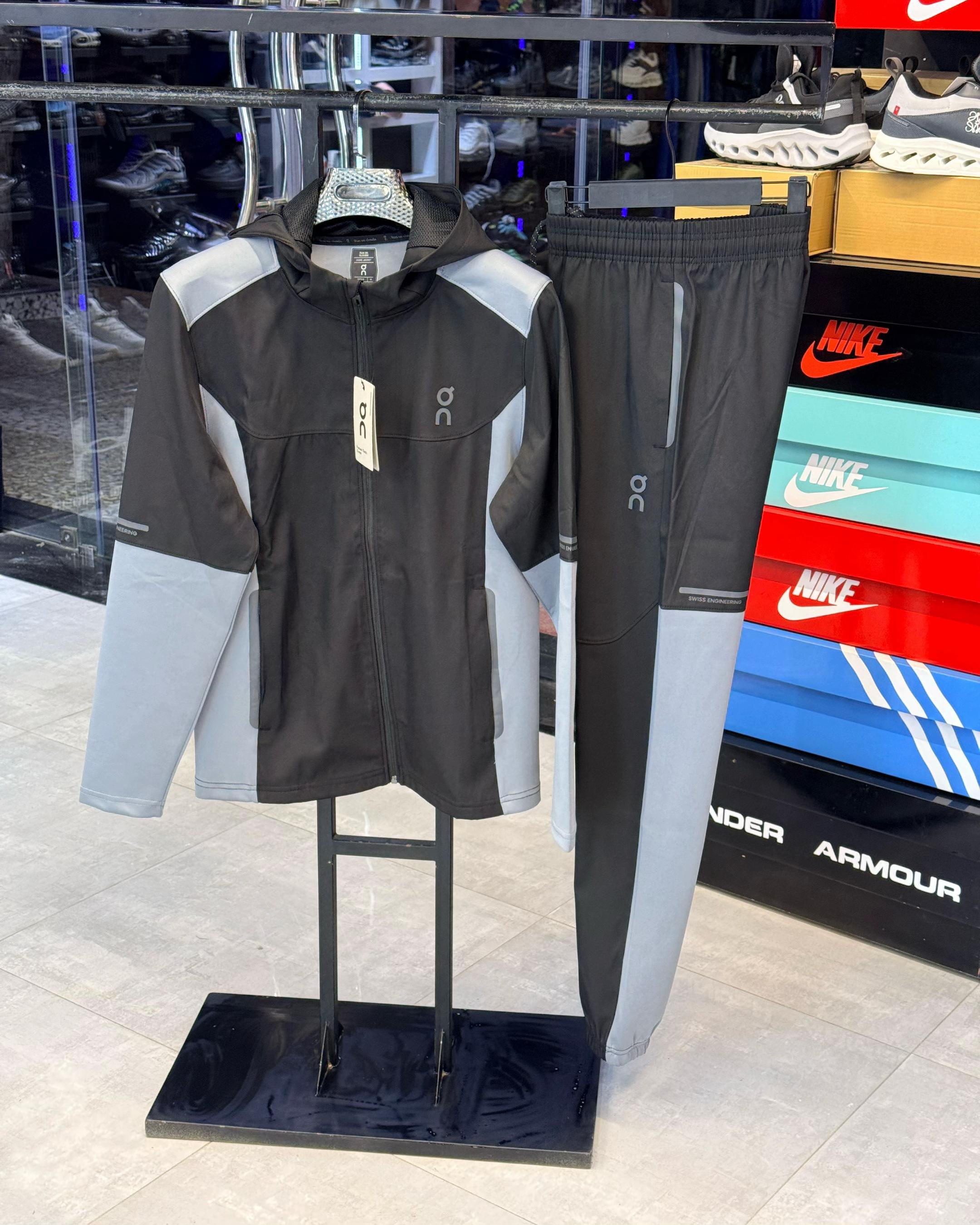 On Black and Gray Color-Block Athletic Pants
