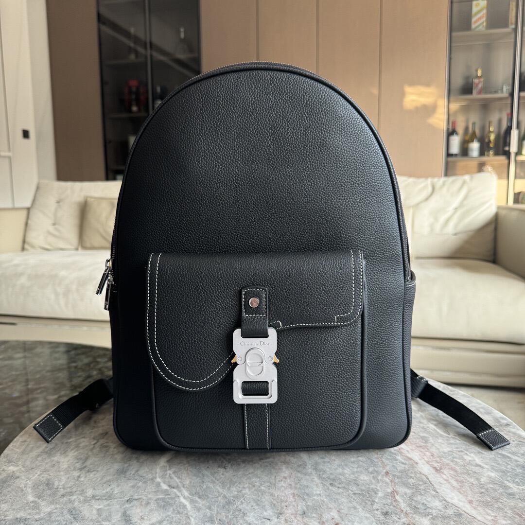 Dior Black Buckle-Pocket Backpack