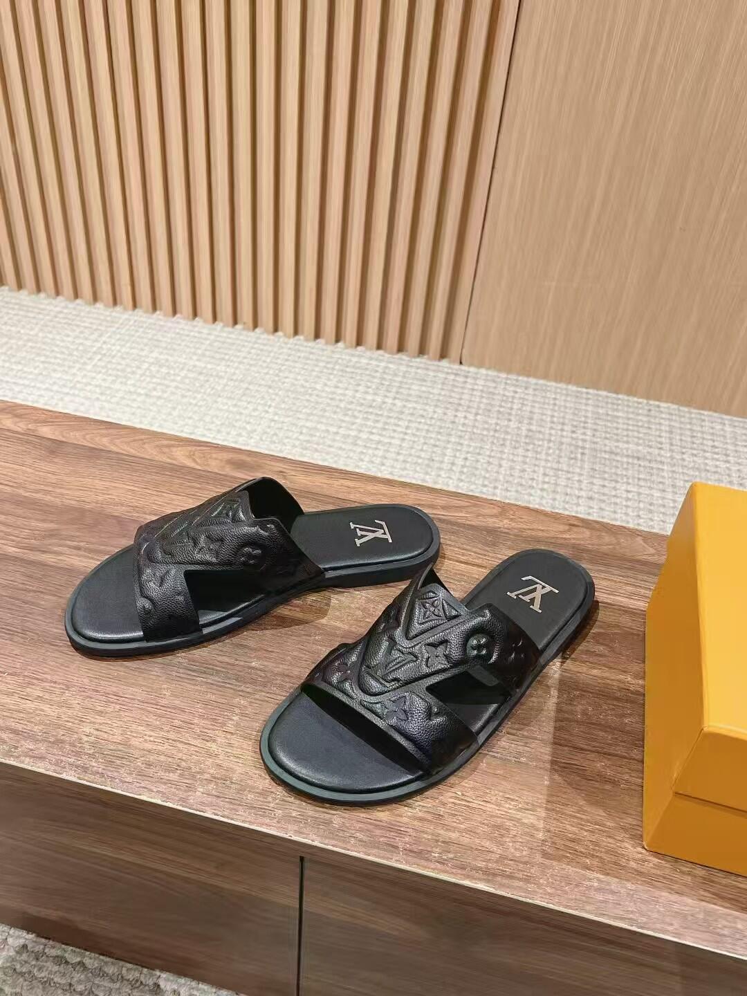LV Embossed Monogram Cutout Flat Slides