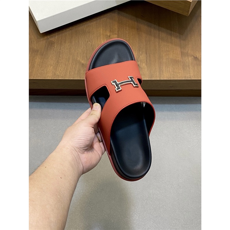 Red H-Buckle Slide Sandals