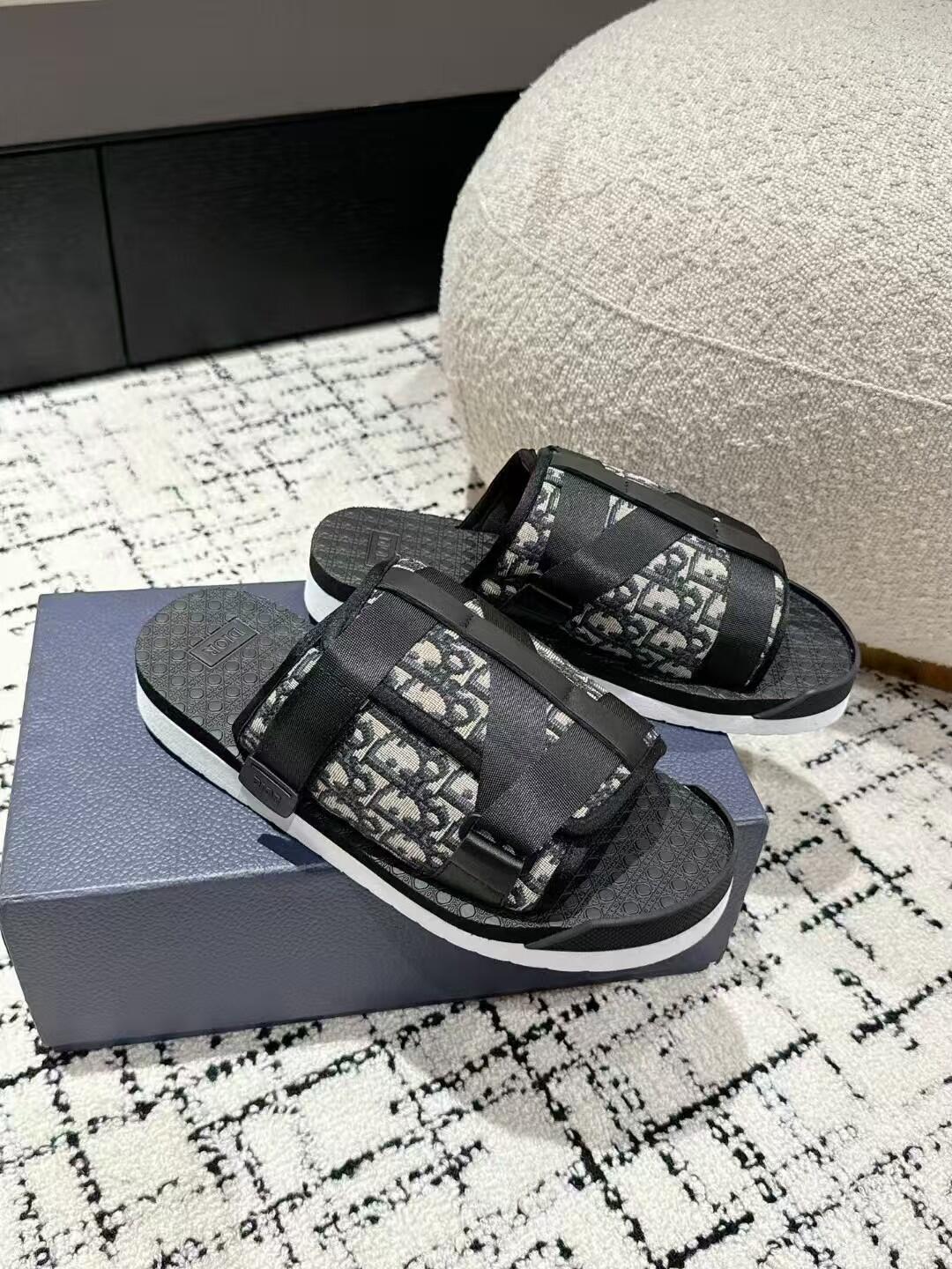 Dior Oblique Technical Strap Slide Sandals
