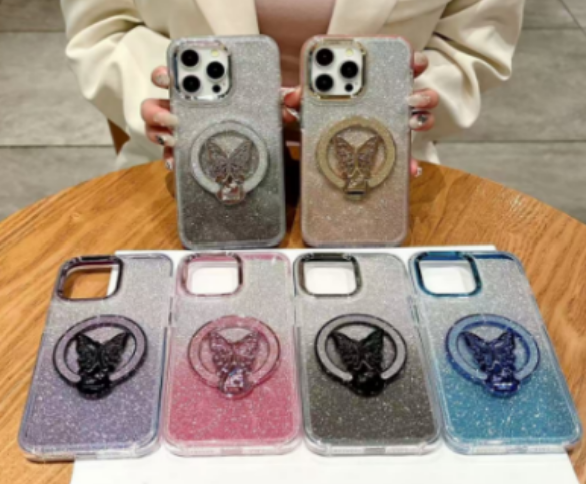 Glitter Butterfly Ring Phone Case