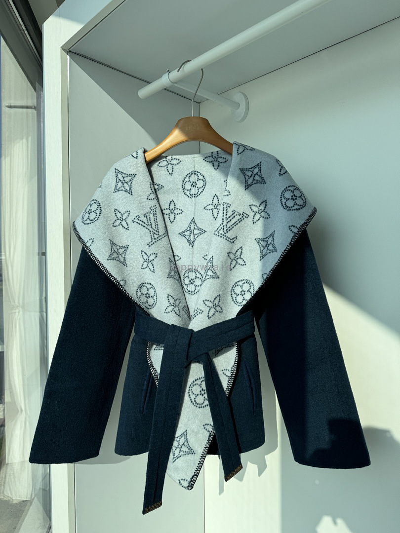 Monogram Shawl Collar Wrap Coat