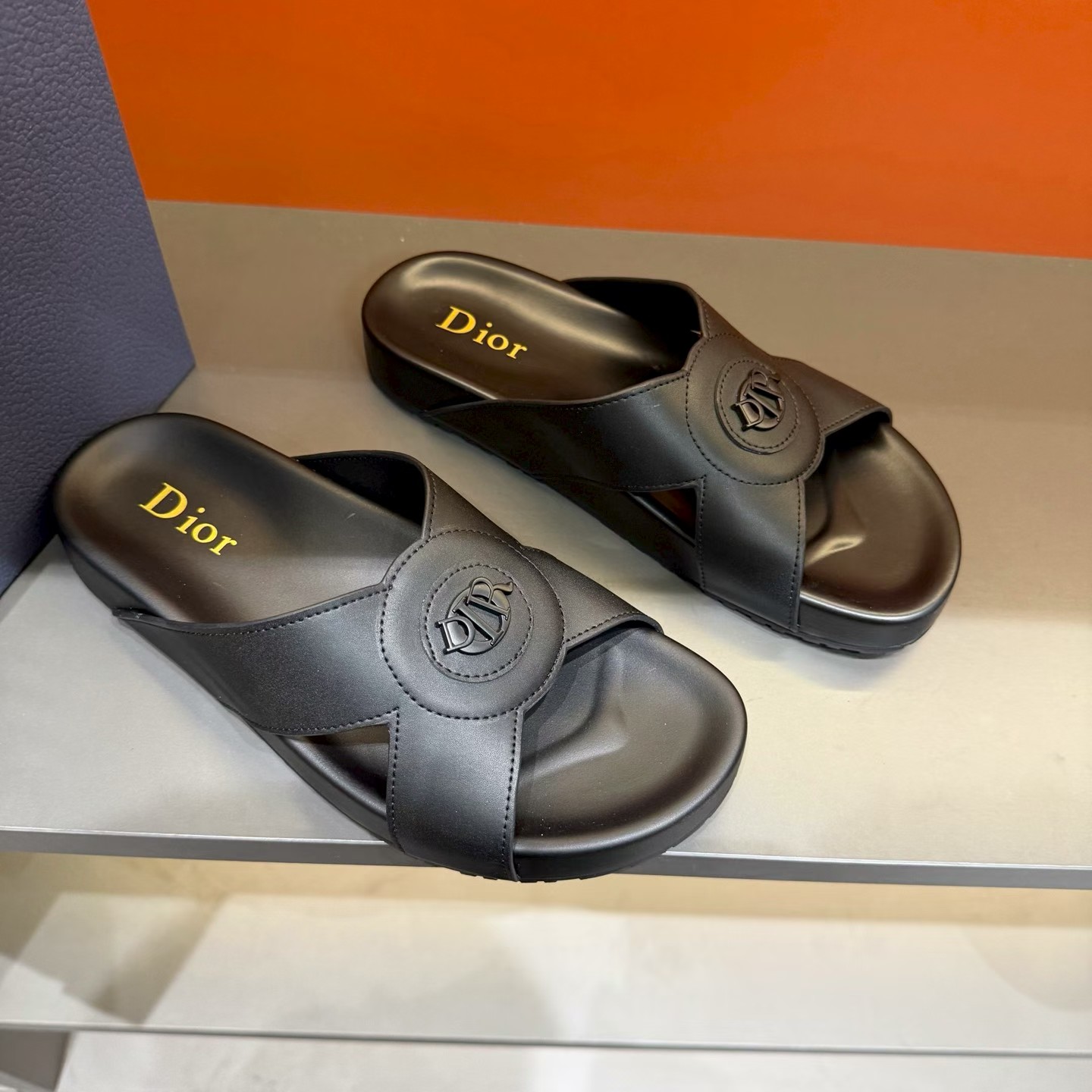 Dior Logo Cross-Strap Slide Sandals