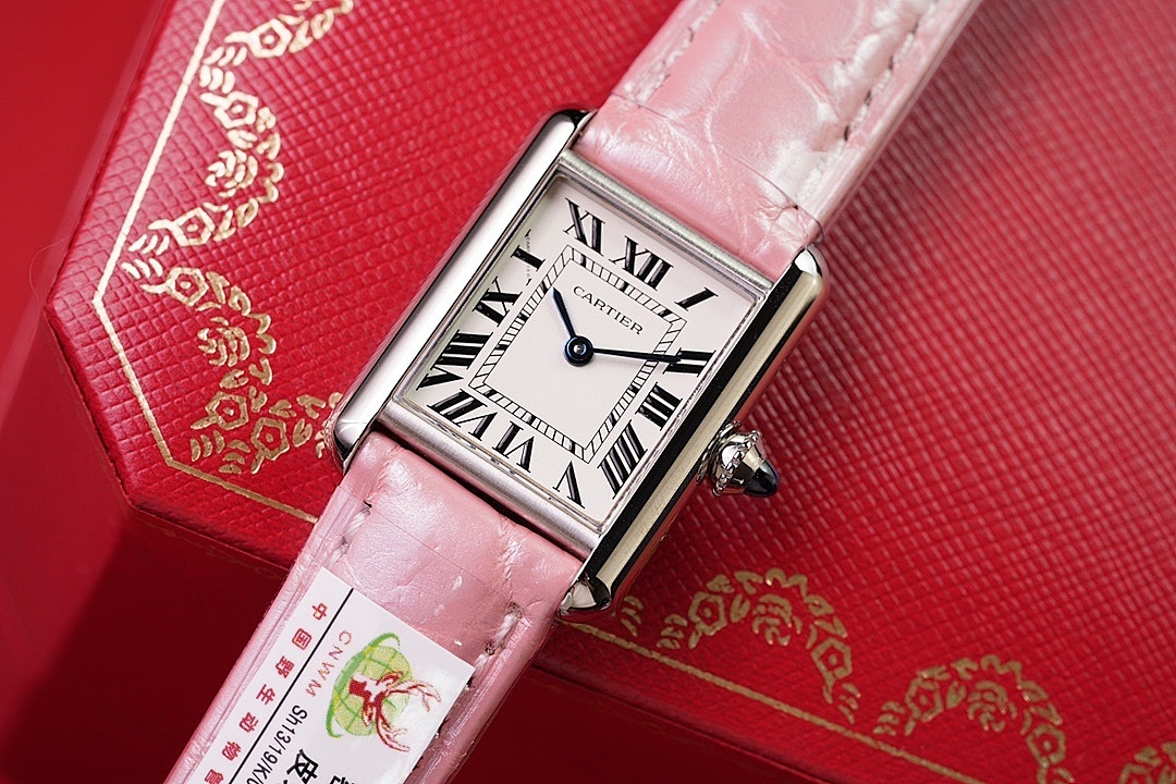 Cartier Rectangular Leather Strap Watch