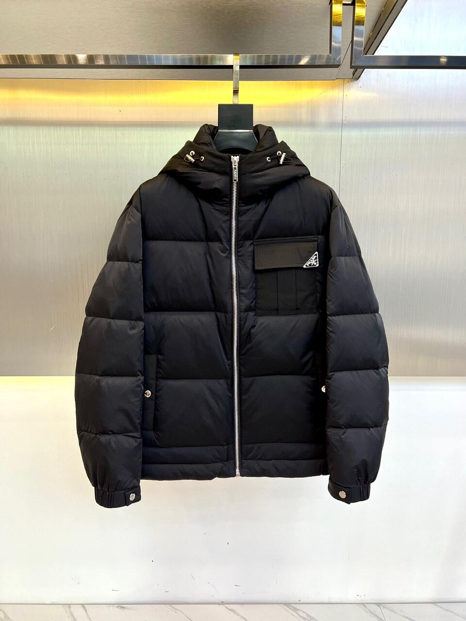 Black Hooded Utility Down Jacket