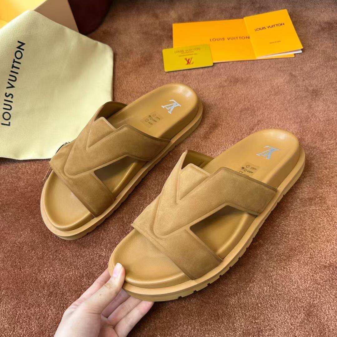 Louis Vuitton Cutout Monogram Slide Sandals