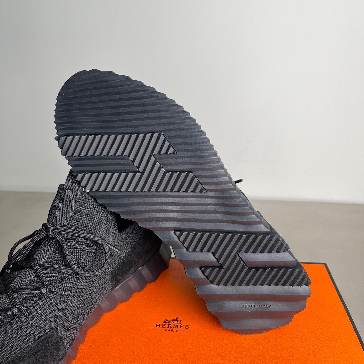 Hermès Black Textile Low-Top Sneakers