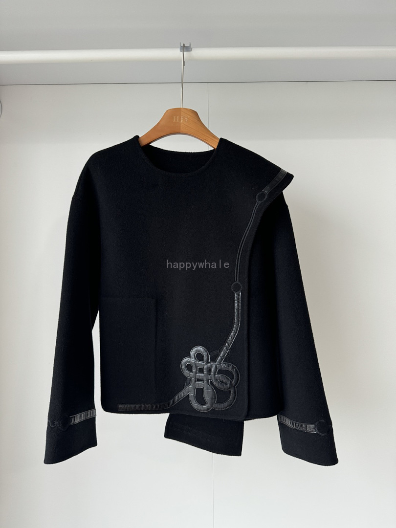 Asymmetric Knot Trim Wool Jacket