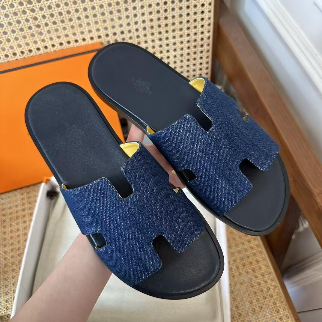 H-Cut Denim Slide Sandals