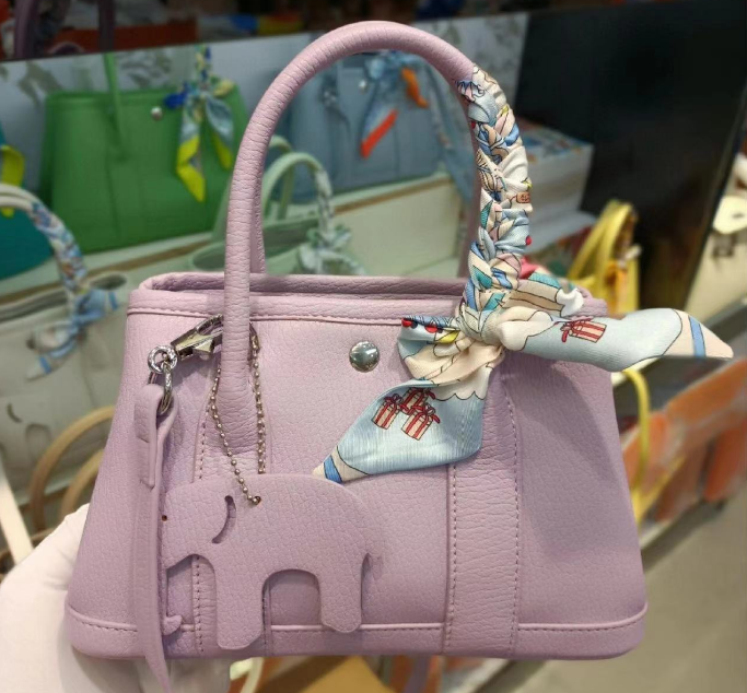 Lavender Textured Top-Handle Handbag