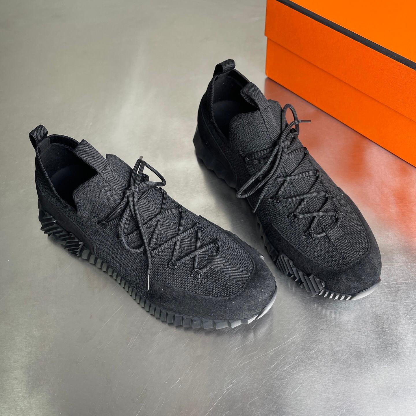 Black Textile Low-Top Sneakers
