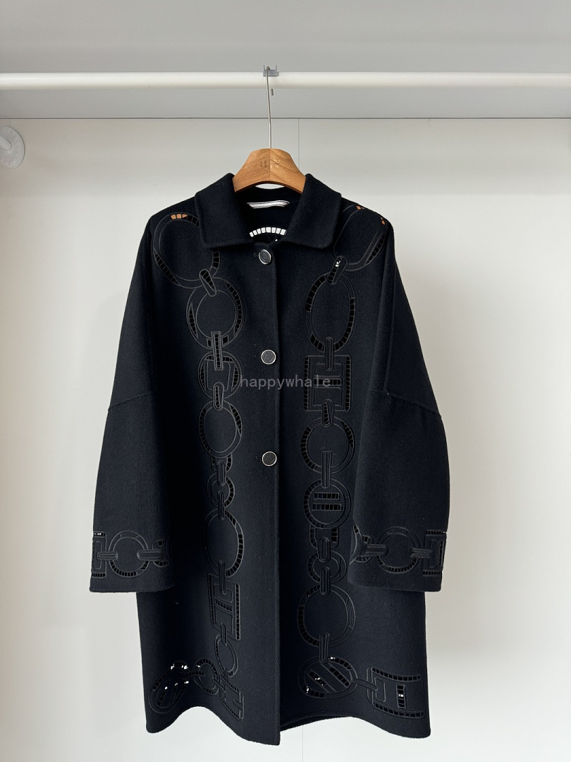 Chain Pattern Long Wool Coat