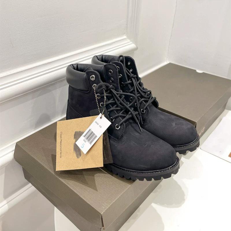 Black Lace-Up Work Boots