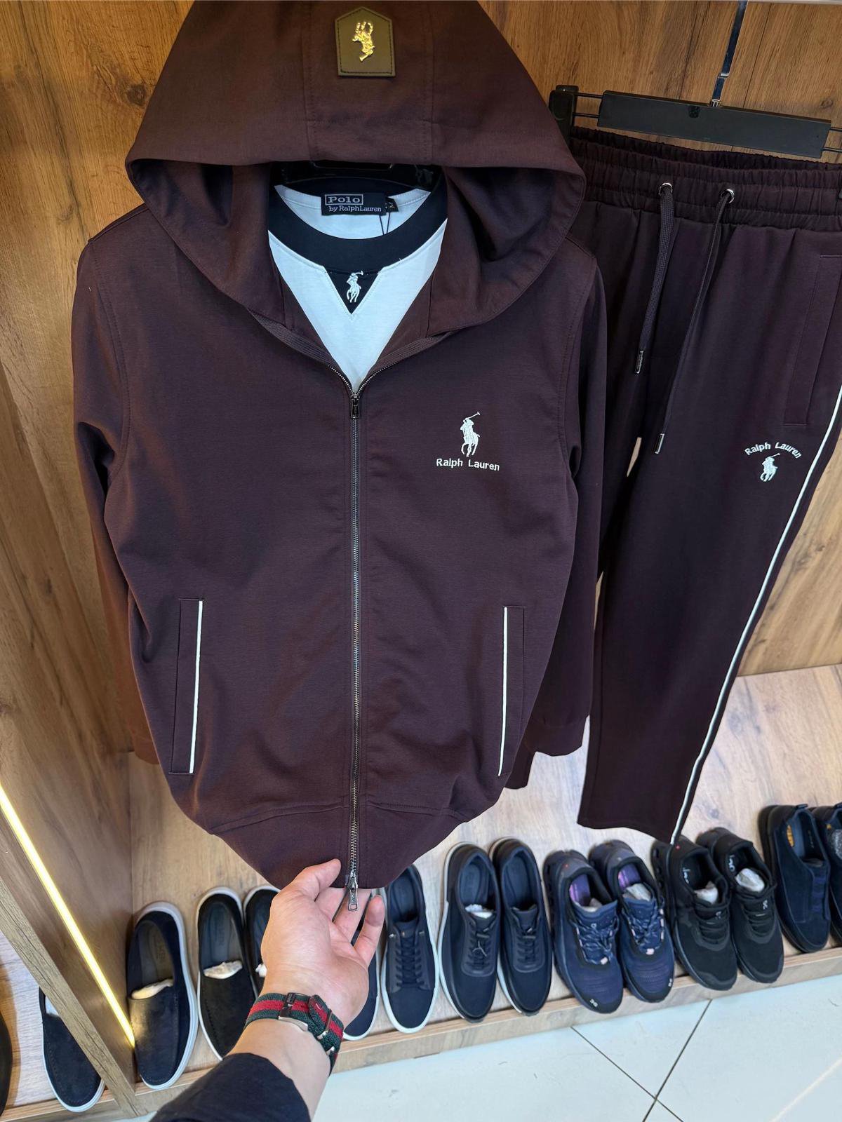 Ralph Lauren Burgundy Full-Zip Hooded Tracksuit