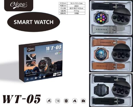 Okpu WT-05 Smart Watch with Light and Bluetooth Earbuds Set