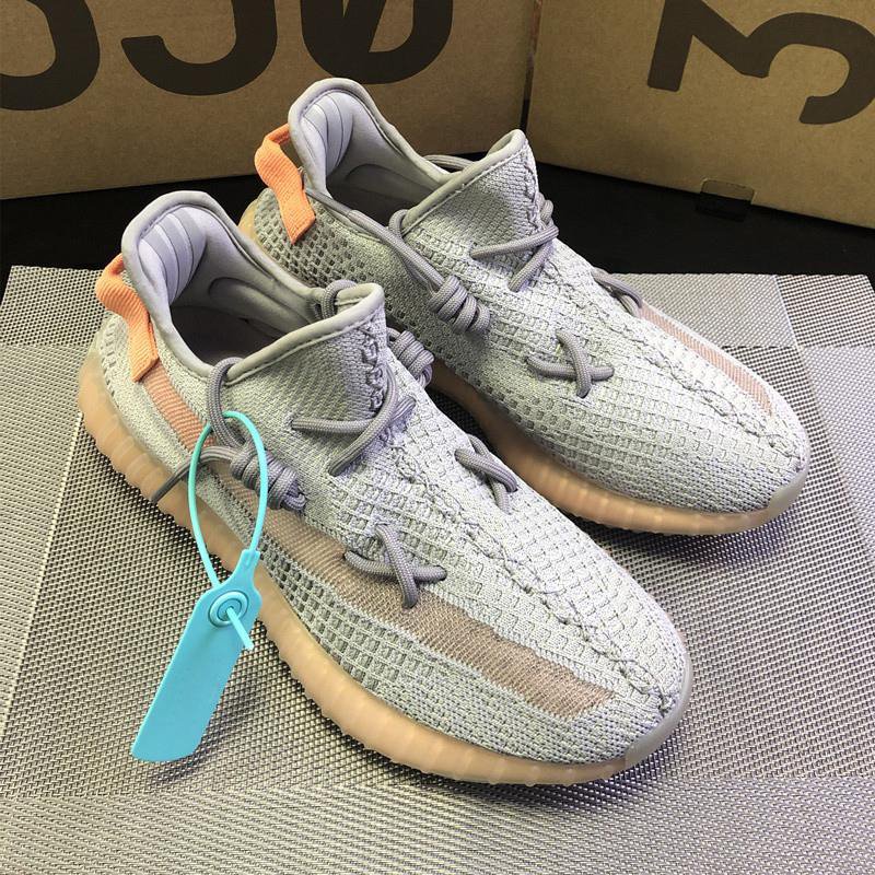 Light Gray Knit Sneakers with Peach Accents