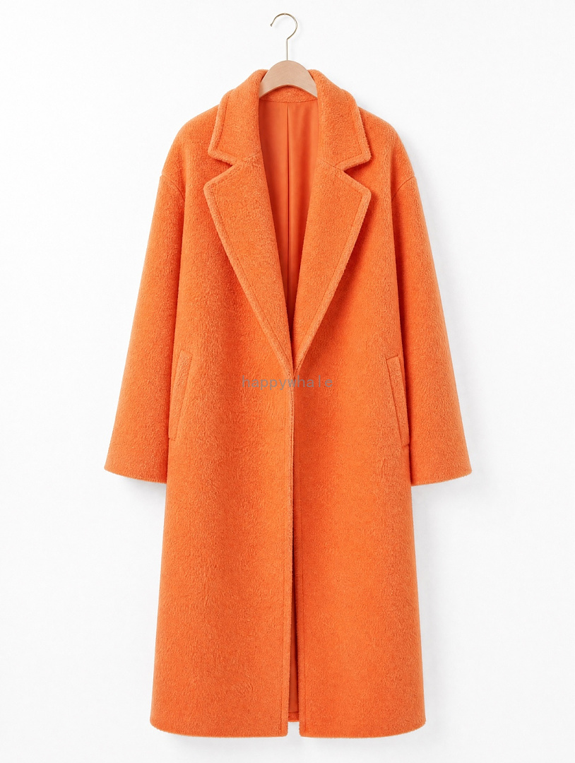 Orange Longline Notch Lapel Coat