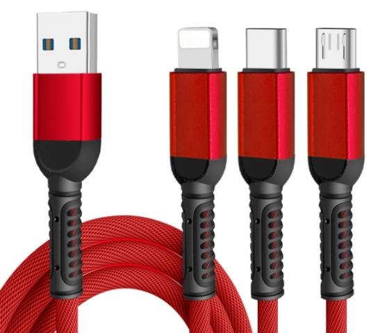 F139 Round-Head Braided 3-in-1 Cable