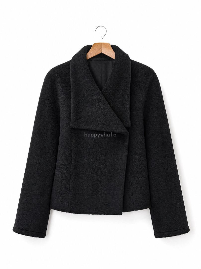 Black Textured Shawl Collar Jacket