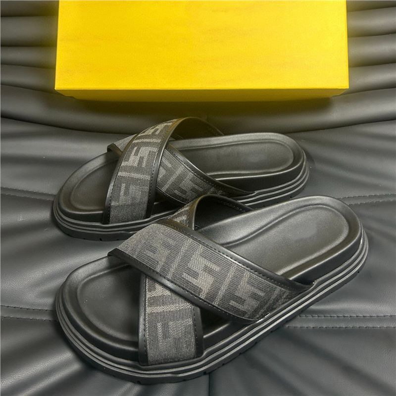 Black Monogram Cross-Strap Platform Slide Sandals