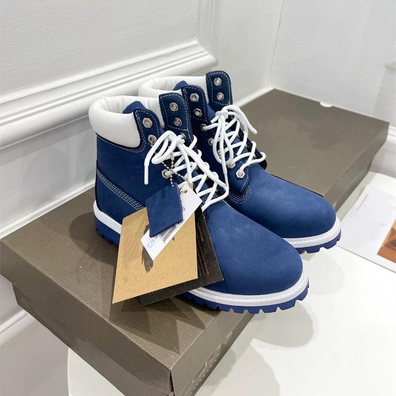 Navy Blue Lace-Up Work Boots