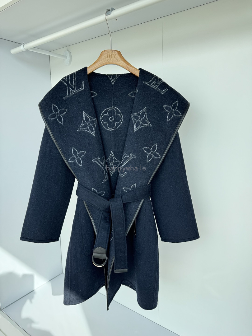 Monogram Hooded Wrap Coat