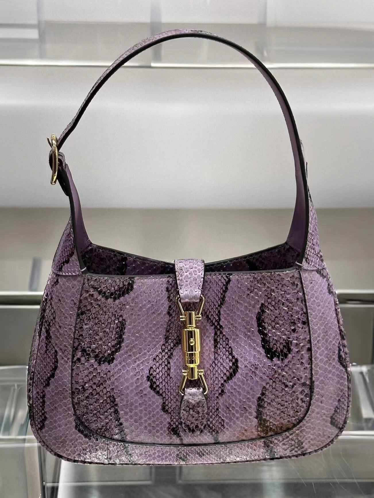 Purple Snakeskin-Pattern Shoulder Bag