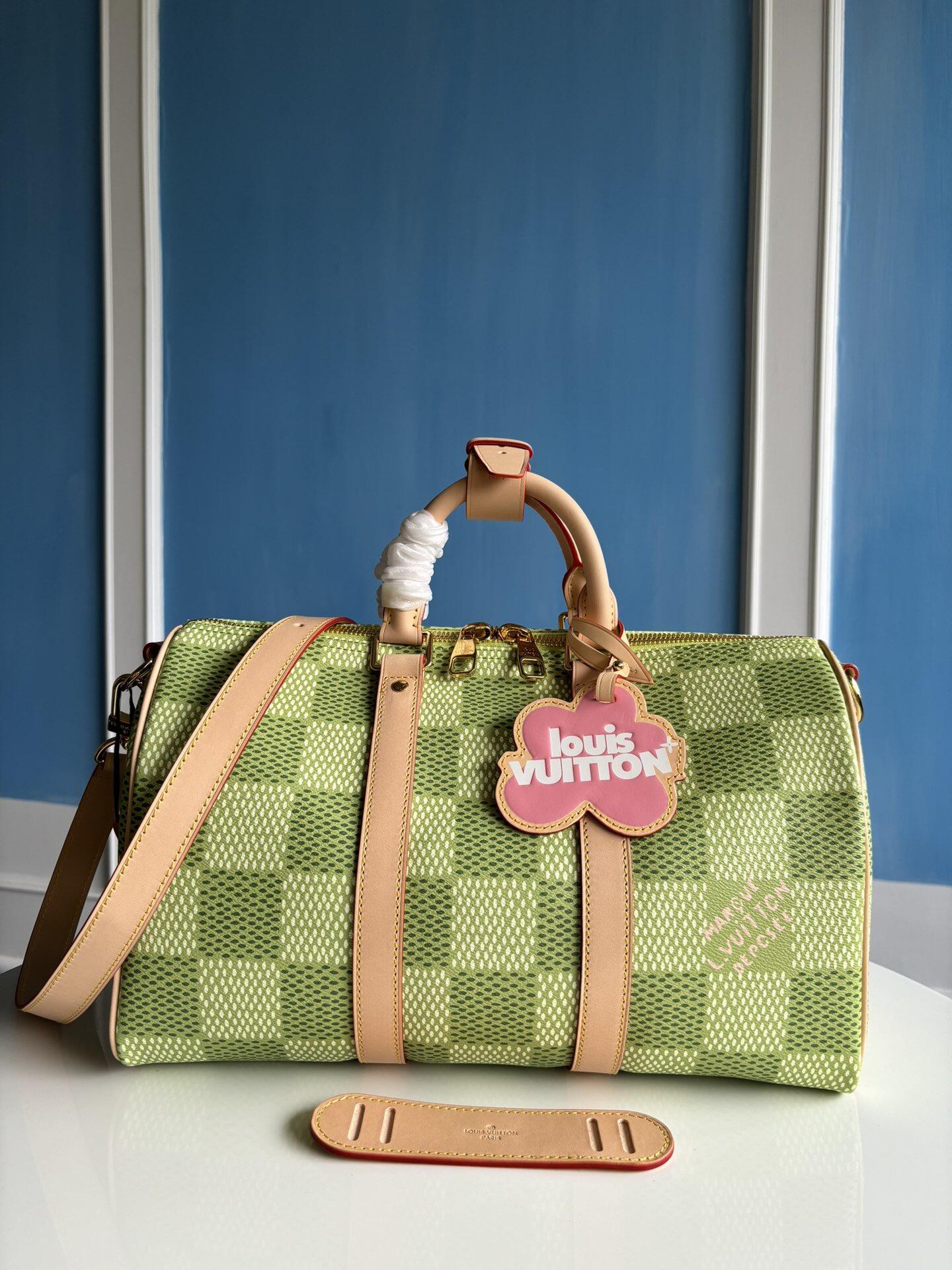 Louis Vuitton Green Checkered Duffle Bag