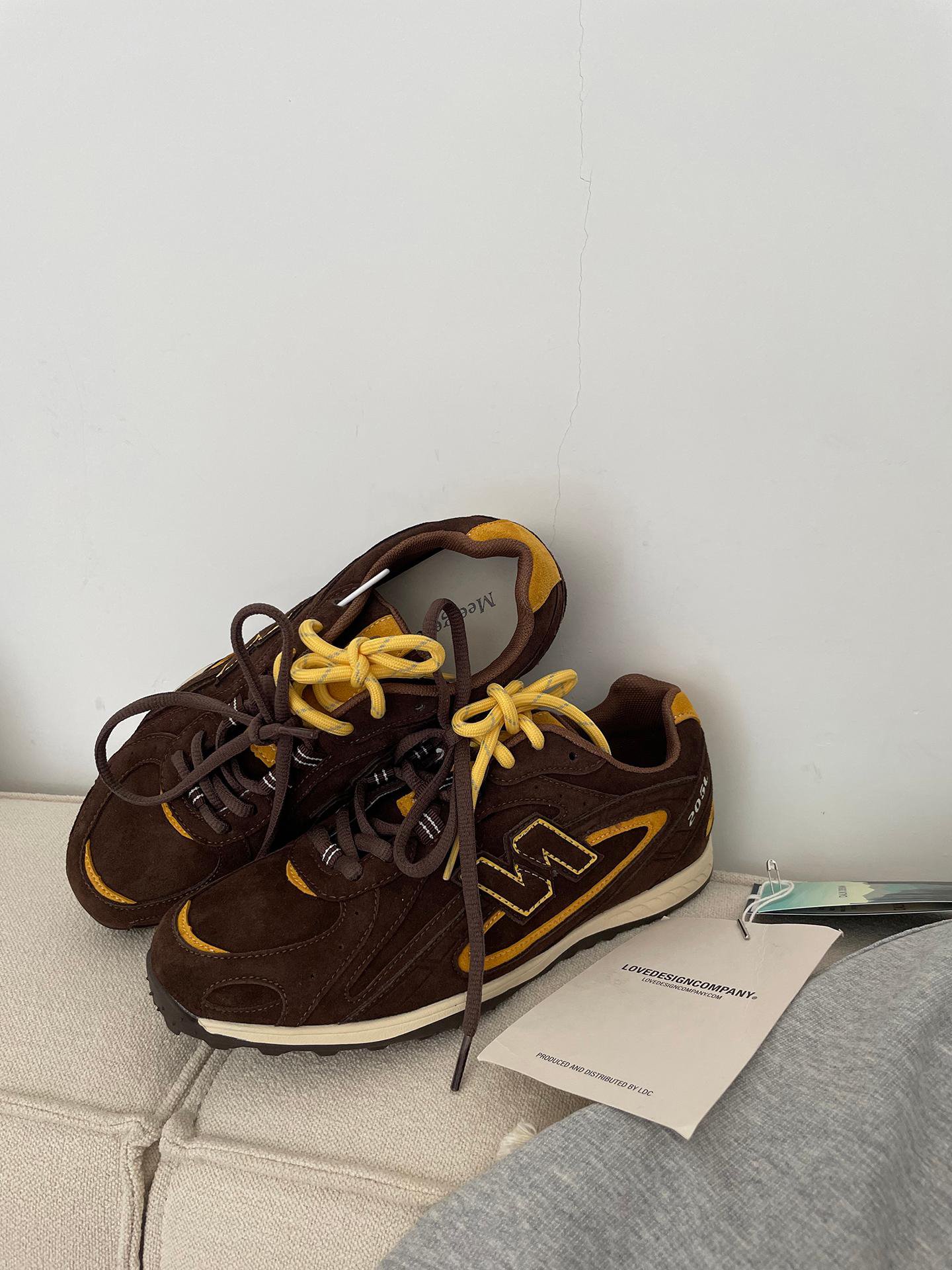 New Balance Brown and Yellow Retro Runner Sneaker