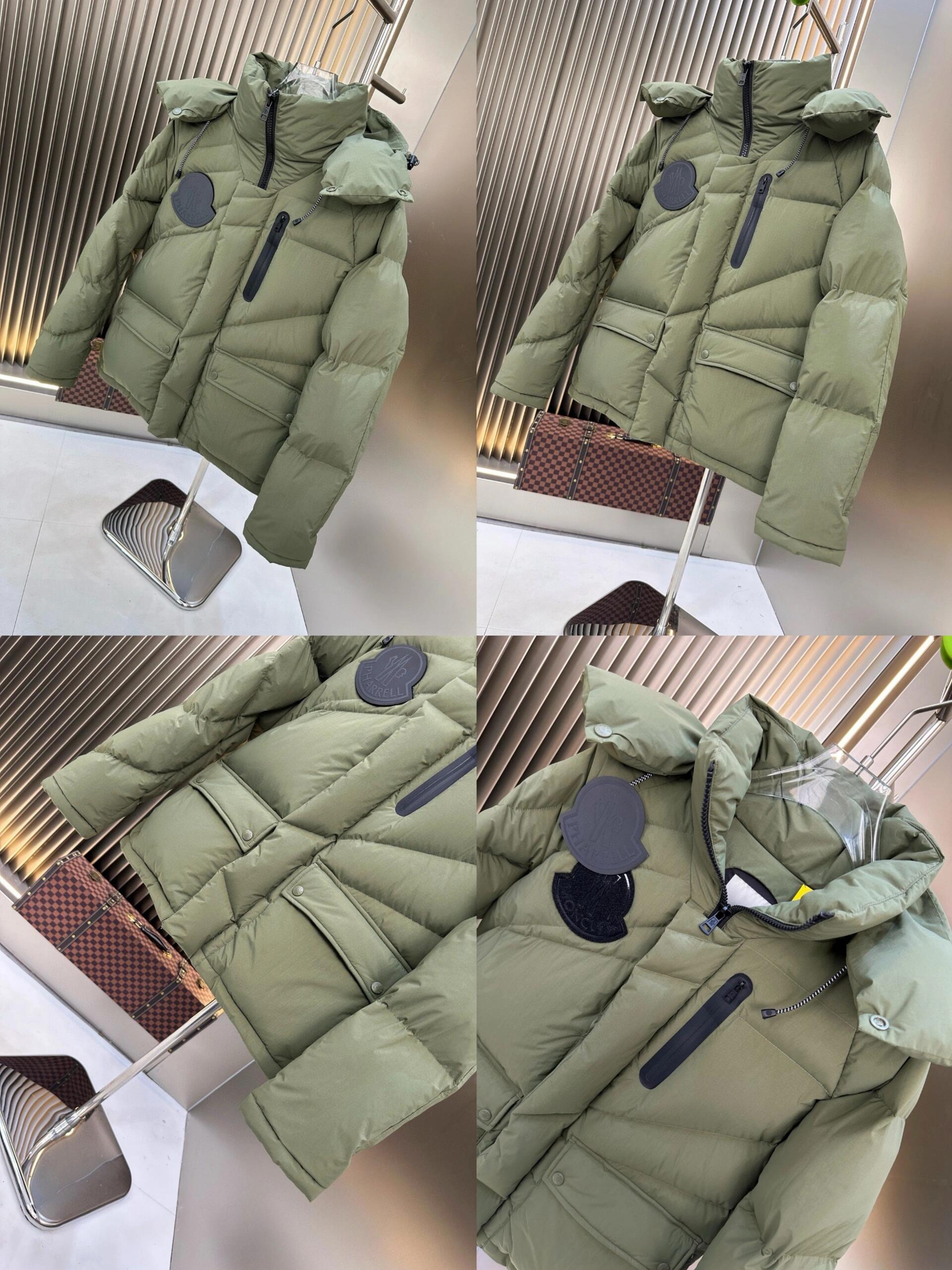 Moncler Olive Green Hooded Puffer Jacket