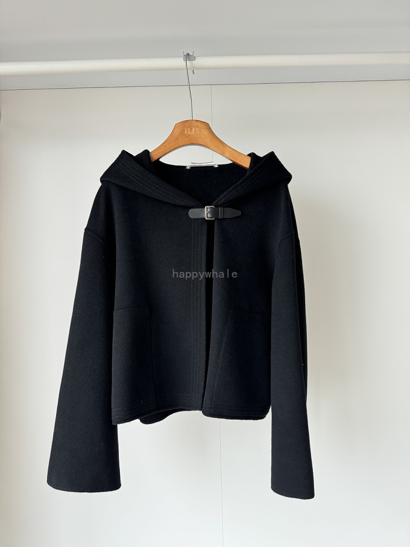 Black Hooded Toggle Cardigan